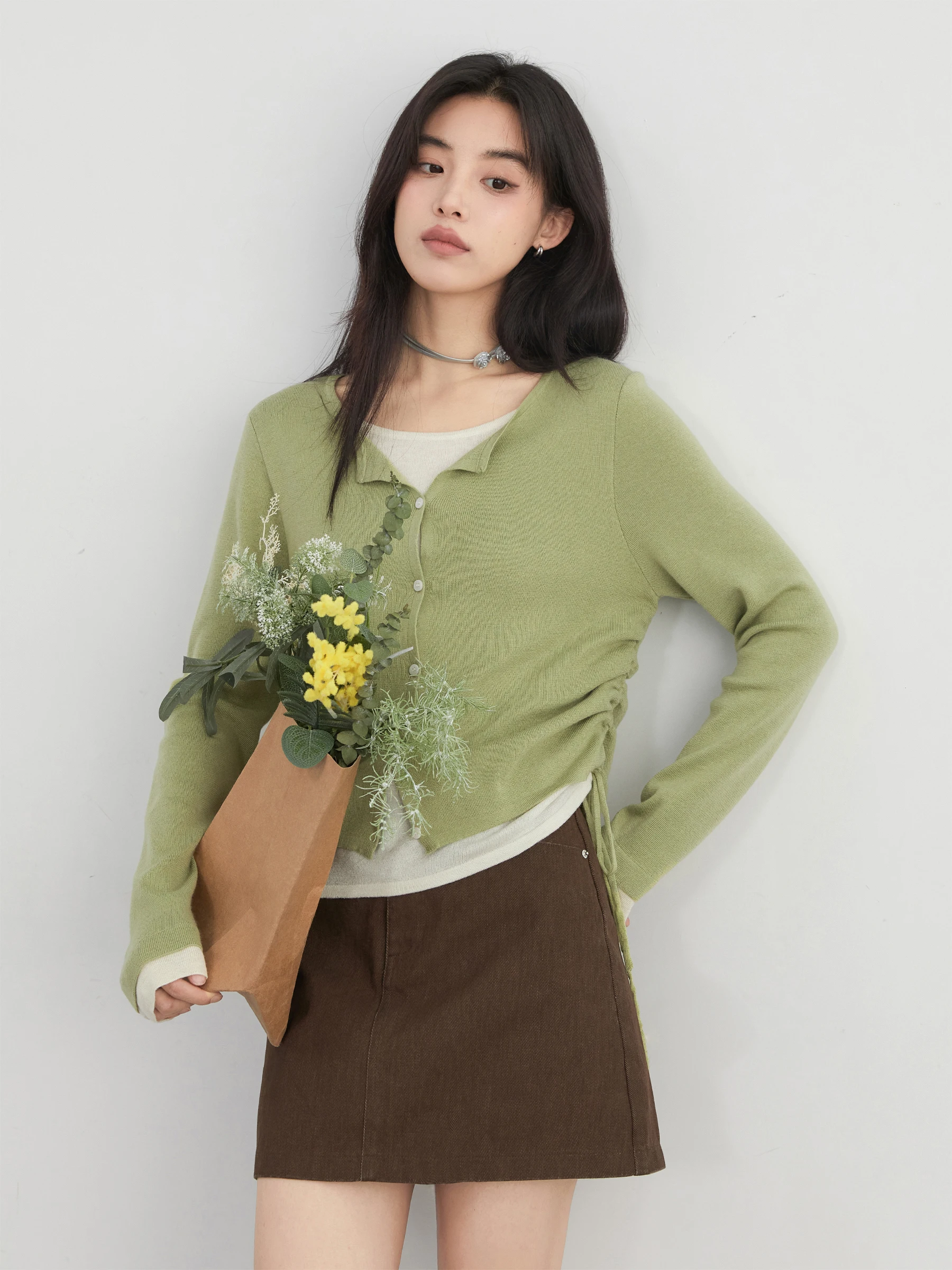 

Новая весенняя женская модная куртка в корейском стиле с вязаным топом, поясом на шнурке, цветными блоками и подкладкой, для повседневной носки