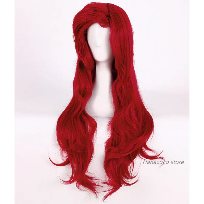 

Halloween women Litter Mermaid cosplay Wig Pincess Ariel red wavy hair Party Role Play red styled wig