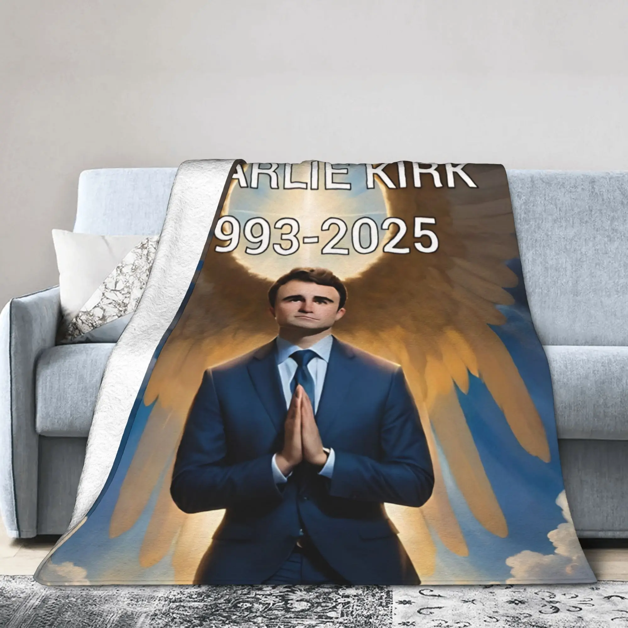 RIP Charlie Kirk  Flannel Throw Blanket  Blankets for Sofa Office Super Warm Bedding Throws,
