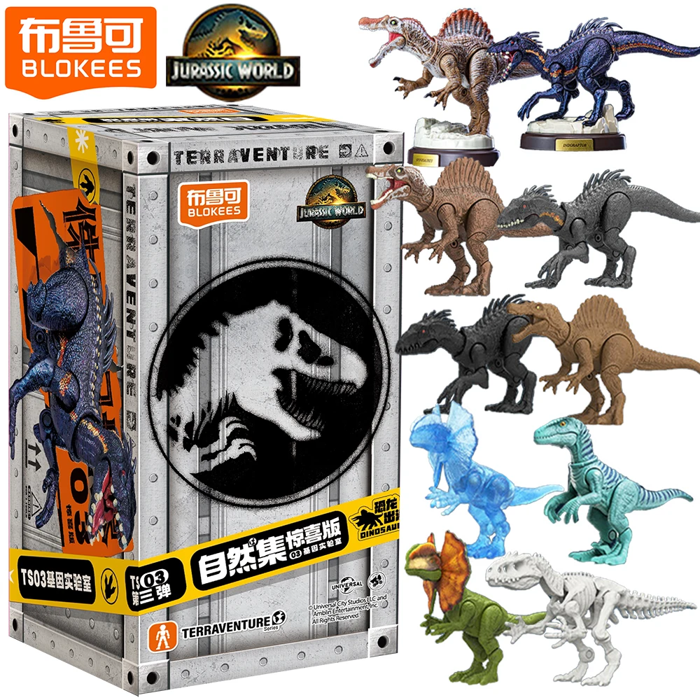 

New Original Blokees Jurassic World Creative Blind Box Toys Indoraptor Spinosaurus Exquisite Models Children's Room Decoration