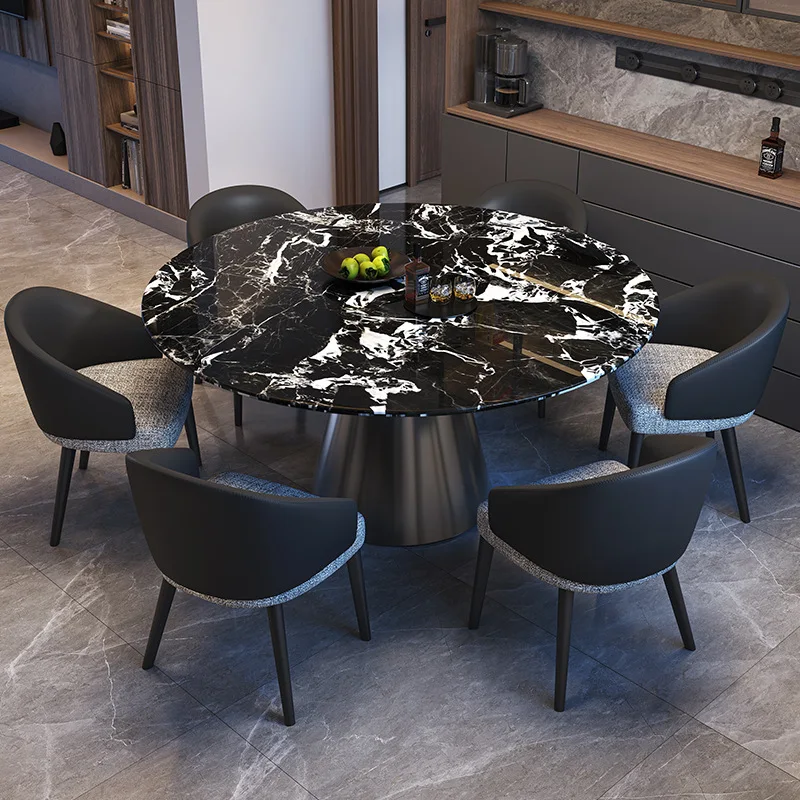 Black luxury stone marble dining table Modern simple dining table