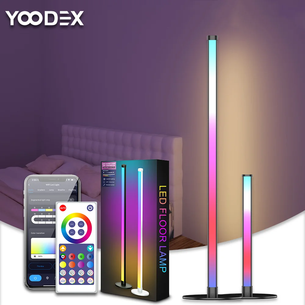 LED Corner Floor Lamp RGB Changing Music Synchronization Color Lights Intelligent APP  Bedroom Living Room Atmosphere Lighting