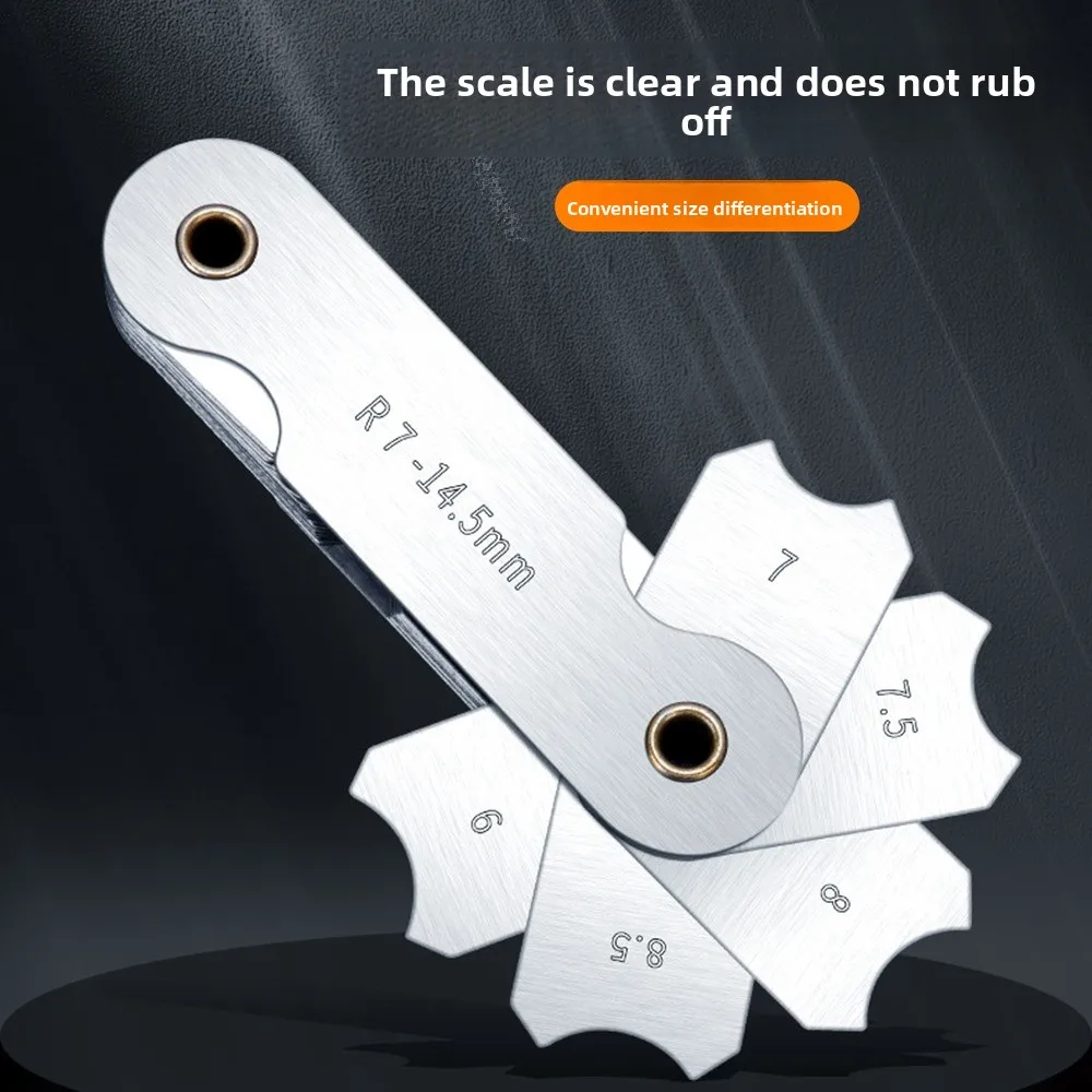 Stainless Steel Radius Gauge Screw Pitch R0.3-1.5/R1-7/ R7.5-15/ R15.5-25 Sample R Gauge Arc Measuring Tool Center Measurement
