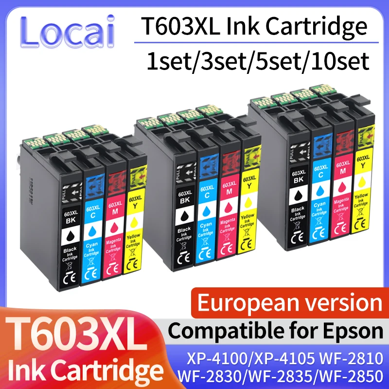 ตลับหมึก603XL ใช้งานร่วมกันได้กับ T603 1 ~ 10ชุดขนาด603 XL E603สำหรับ Epson XP 2100 2105 3100 3105 4100 4105 2810 2830 WF2835 2850เครื่องพิมพ์