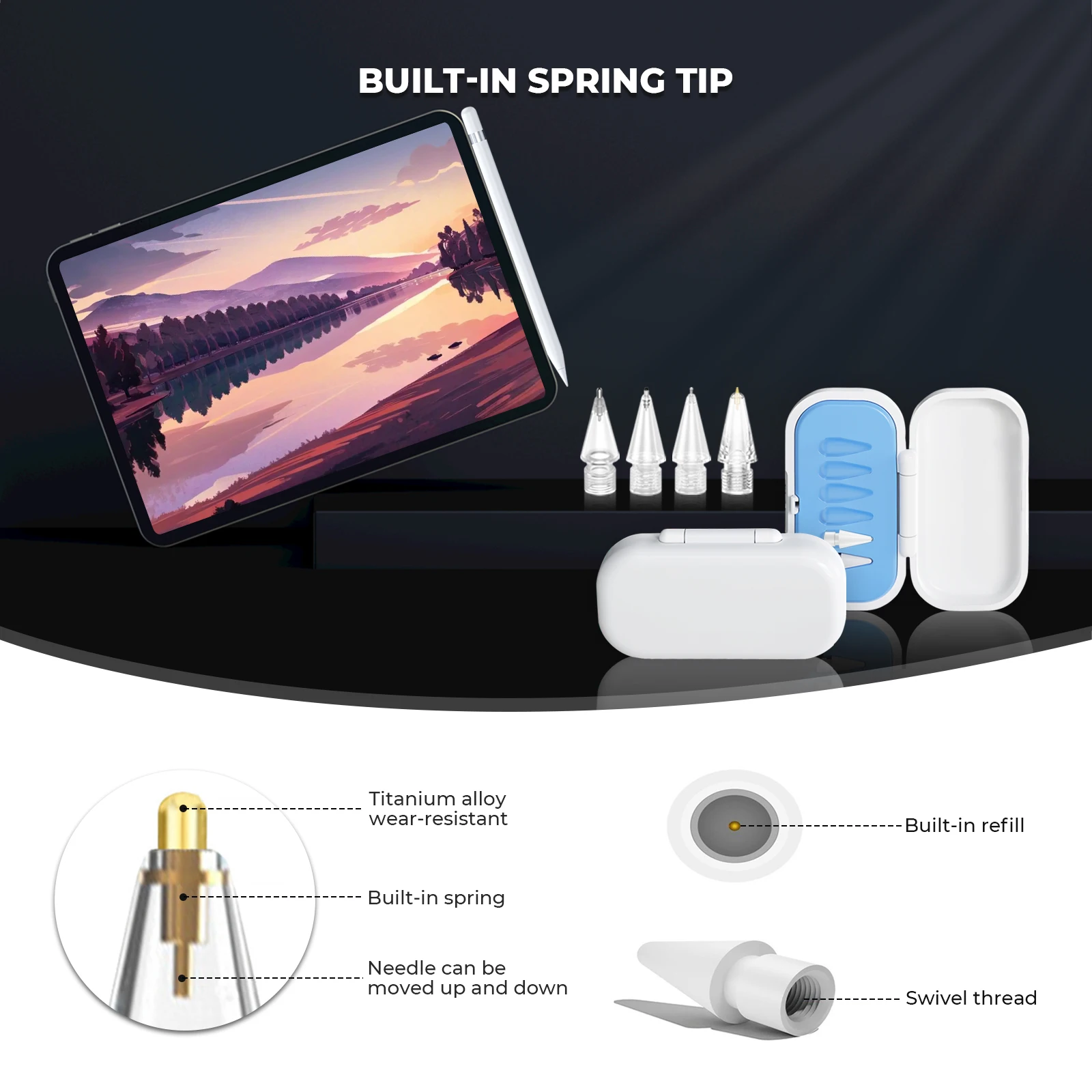 Upgraded Apple Pencil Tips With Storage Case， Apple Pencil Accessories for Apple Pencil Pro/2nd Gen/1st Gen/USB-C