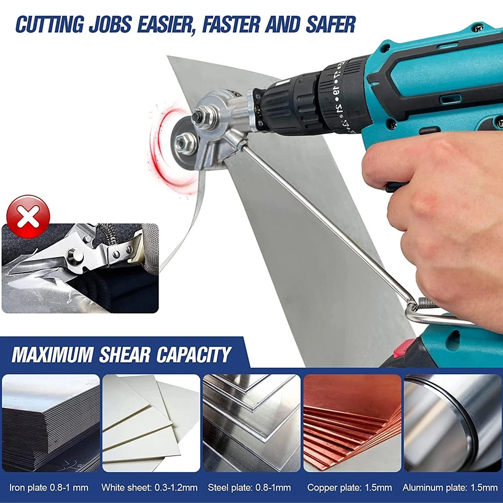 Sheet Metal Cutter Sawing Machine,Electric Sheet Metal Scissors,Home Sheet Metal Free Cutting Tools,Suitable For Electric Drills