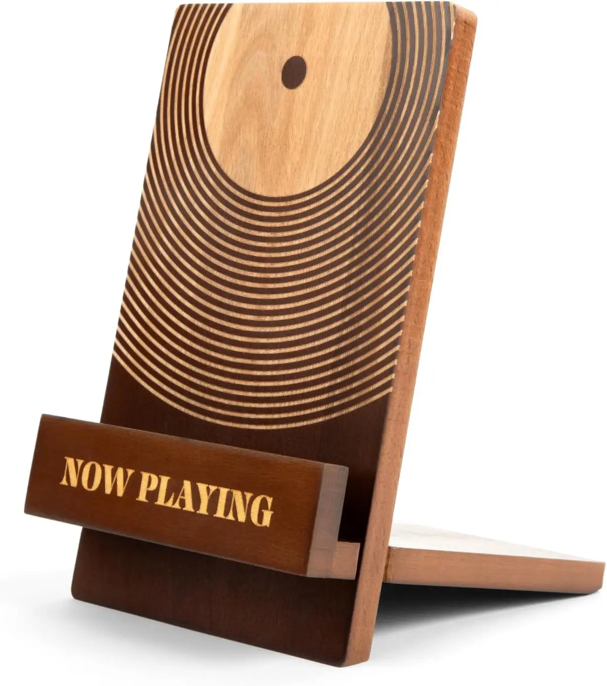 

Classic Brown Wood Vinyl Record Stand - LP Holder for Music Lovers, Home Desk Decor