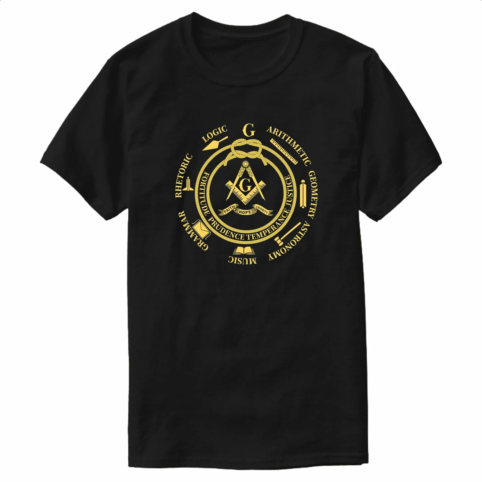 

Mason Faith Hope Charity Rope Circle Logic Freemason Gift T-Shirt 100% Cotton O-Neck Summer Short Sleeve Casual Mens T-shirt