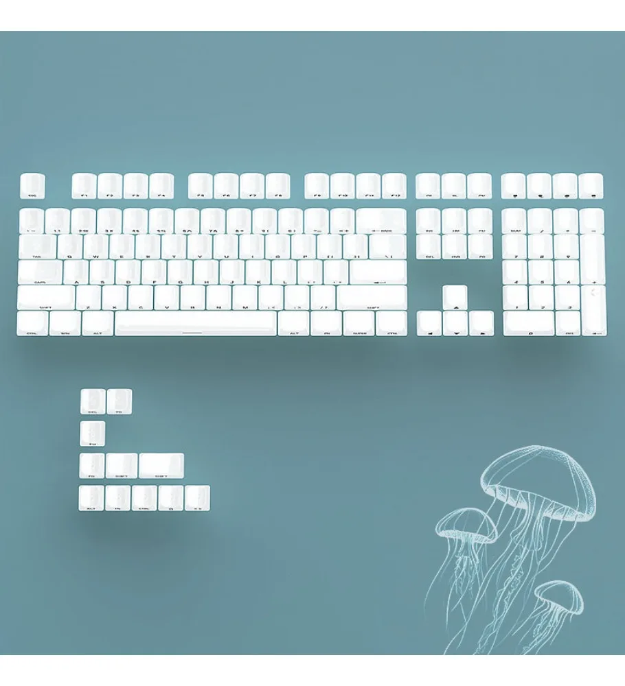 Jellyfish white mist transparent keycaps high value PC hot sublimation MDA height side engraving transparent girls keycaps