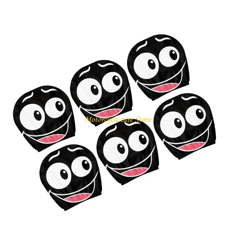 

U75F Funny Car Headrest Covers Shocked Cartoon Eyes Designs Auto Headrest Protector