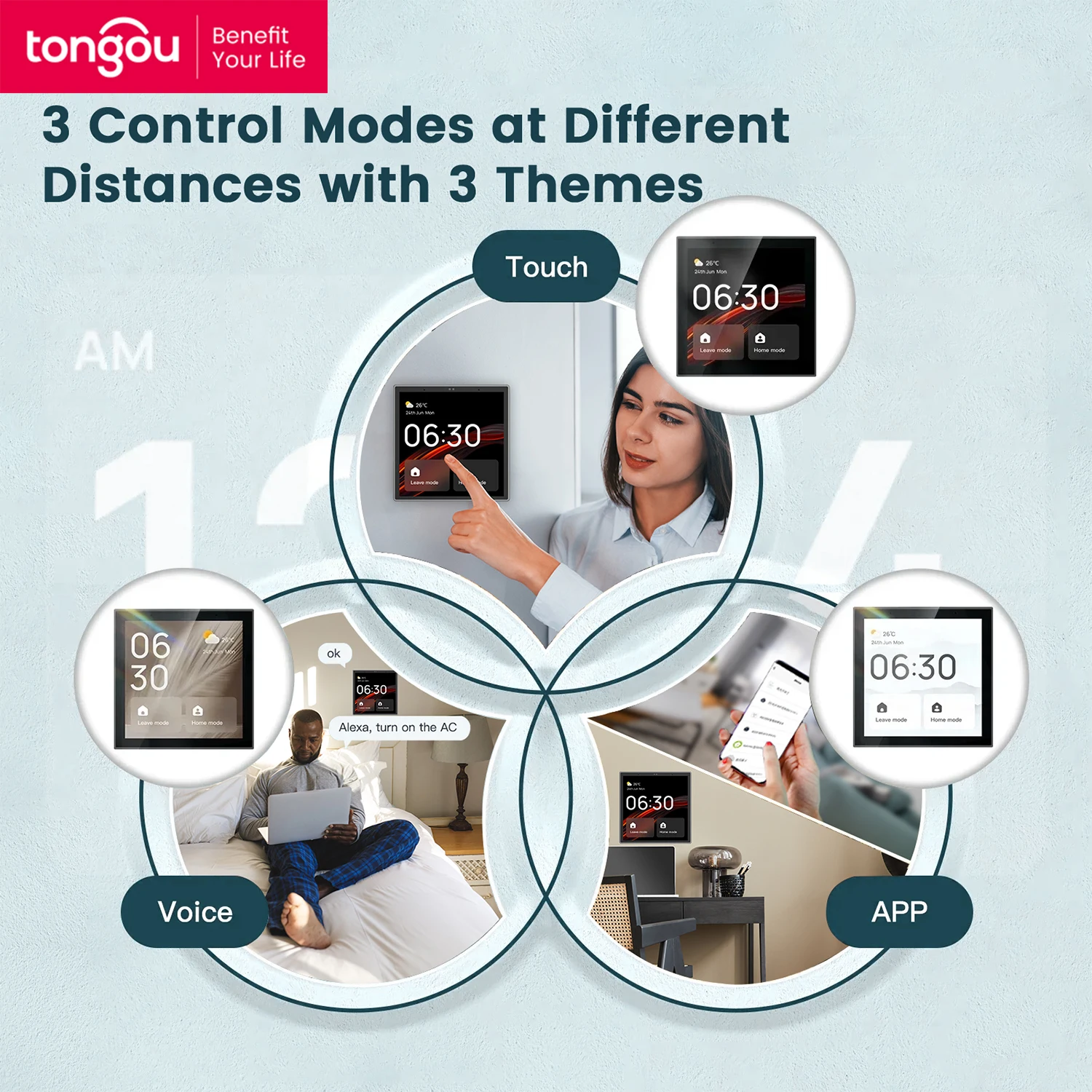 Panel de control central táctil Wifi TONGOU, pantalla Tuya, bulid en Alexa Control de voz y puerta de enlace ZigBee para escenas inteligentes de 4 pulgadas