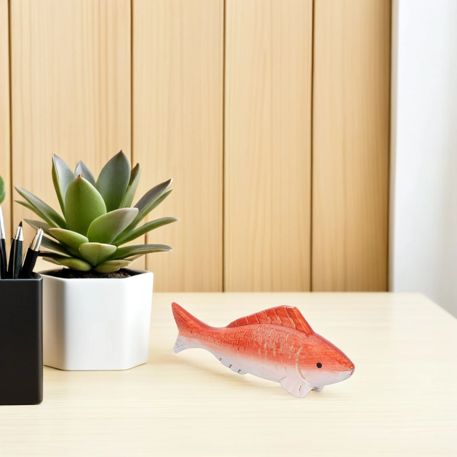 

Mini Wood Fish Ornament Handcrafted Marine Life Decoration for Tabletop Desk Kitchen Shelf Coastal Nautical Theme Unique Home