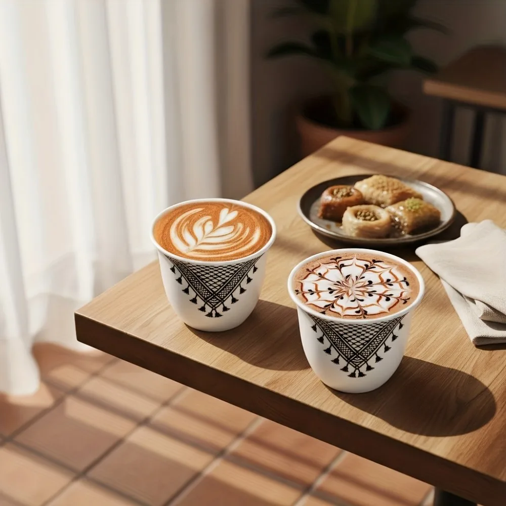 6 Piece Household Ceramic Turkish Coffee Cup 70 ML Middle Eastern Style Espresso Cup Mini Vintage Tea Cup Office - view 3