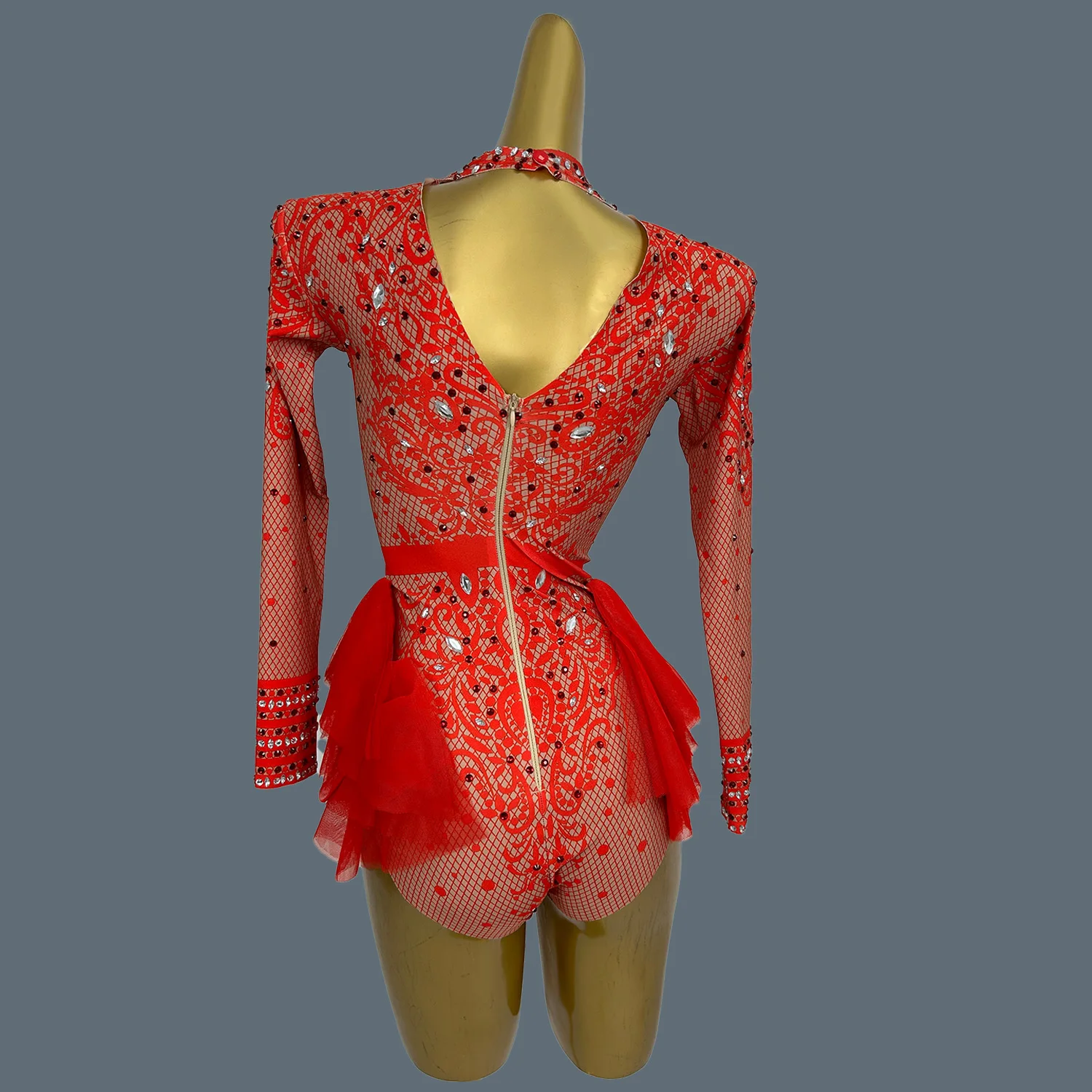 คลาสสิกเต้นรํายืดหยุ่น Leotard Sparkly Rhinestone ไนท์คลับปาร์ตี้เครื่องแต่งกาย Sparkly Rhinestone บอดี้สูท Putong