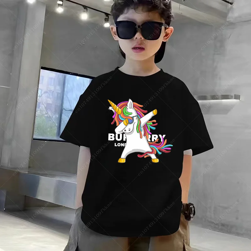 2024 Kawaii Unicorn T Shirt Kids Birthday Tee Top Cute Girls Party Short Sleeve Funny Theme Summer Clothes Boys Gifts Teenagers