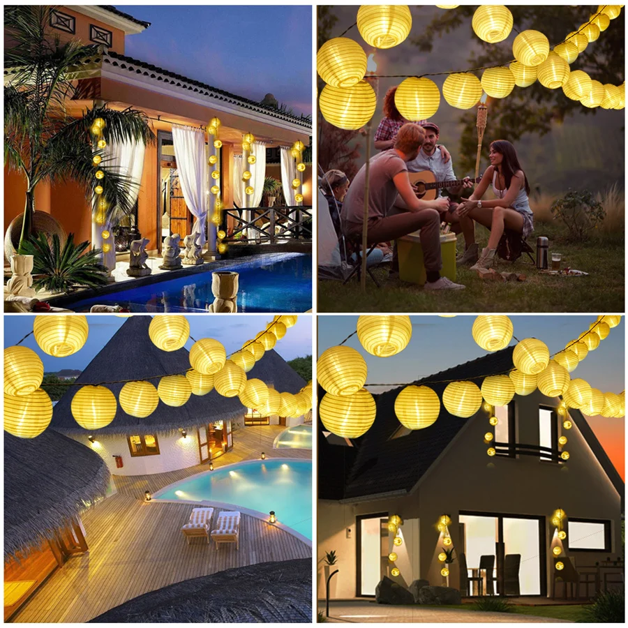 Solar 30leds Lantern Ball Christmas Fairy String Lights ghirlanda Outdoor Party capodanno Patio decorazione del giardino illuminazione natalizia