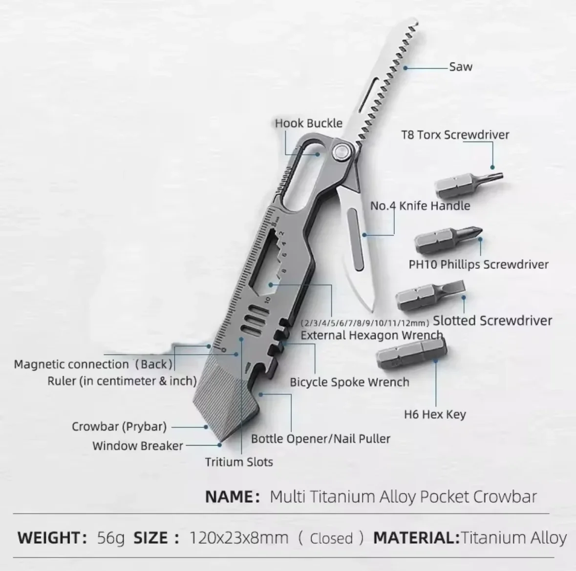 JINLITitanium Multitool EDC Blade for Outdoor Camping Hiking