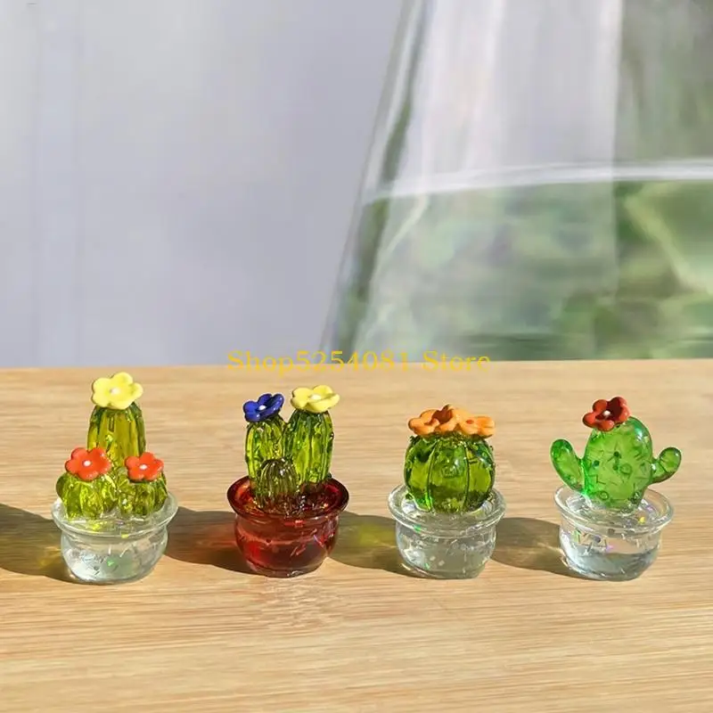 AXYC Resin Miniature Cactus Statues Mini Cactus Figurines Simulation Plant Decors