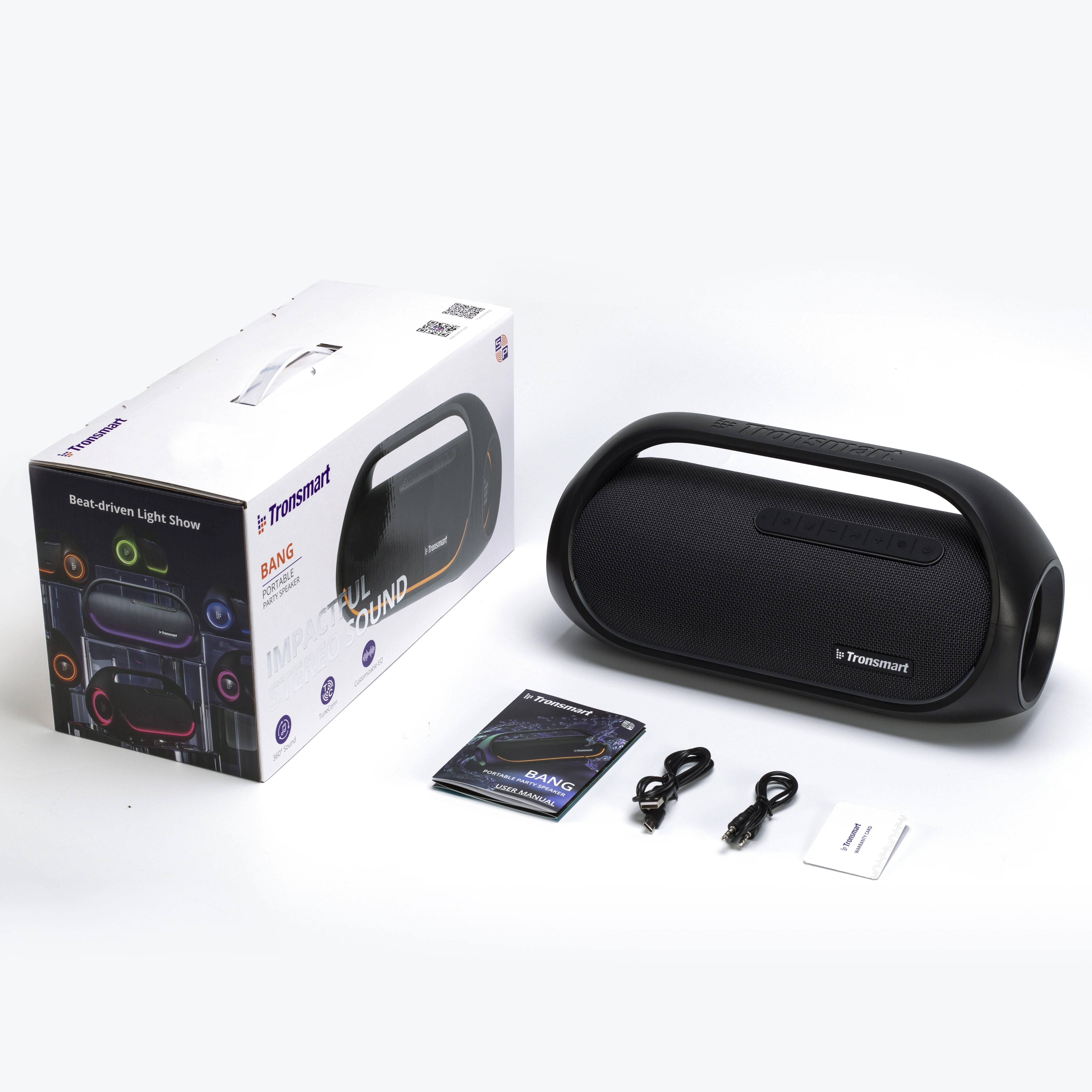 Tronsmart Bang Bluetooth Speaker 60W Buitenluidspreker voor feesten met Hi-Res Audio, zware bas, app-bediening, draagbaar handvat