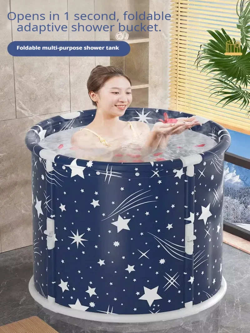 Installation-free one-touch folding bathtub adult children soaking tub surround bath sweat sauna dual-use bathtub bathing bucket