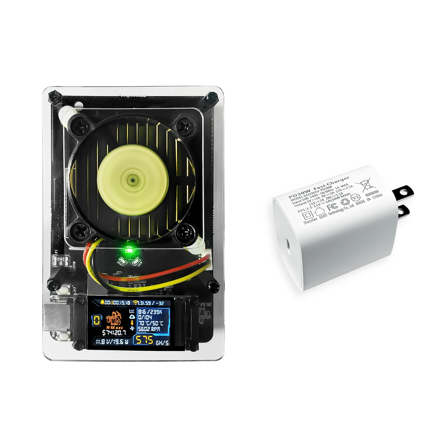 NMAxe  NMMiner Offical Development Board BM1366 Wi-Fi Bluetooth Support NMMiner Controller 500GH/S 1.14 Inch IPS Screen