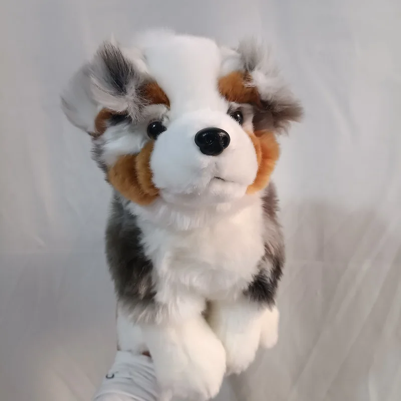 Lifelike Australian Shepherd Dog Little Puppy Animal Lovely Soft Stuffed Doll Cute Plush Toy Boy Girl Birthday Gift 1pc