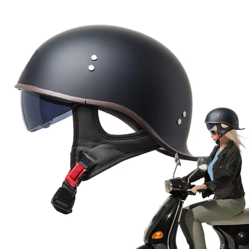

Retro Motorcycle Helmet Racing Motocross Half Face Helmet With Visor Windproof Ventilated Shock-Absorbing For Motocross Racing