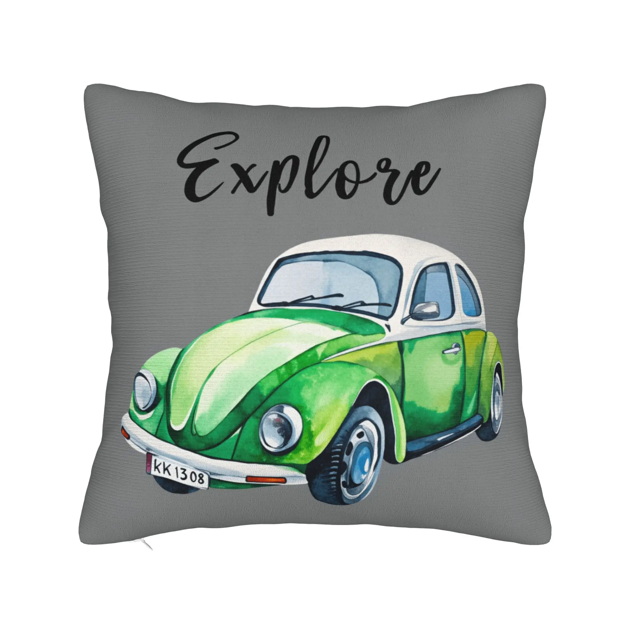 Pillow Cover Bus Painting  Kawaii Pillow Case For Sofa Bedroom Home Decor Pillowcases
