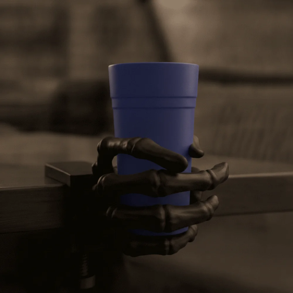 Clamping Skeleton Cup Holder Adjustable Creative Desk Edge Clamp Sturdy Removable 3D Printed Mug Stand Goth
