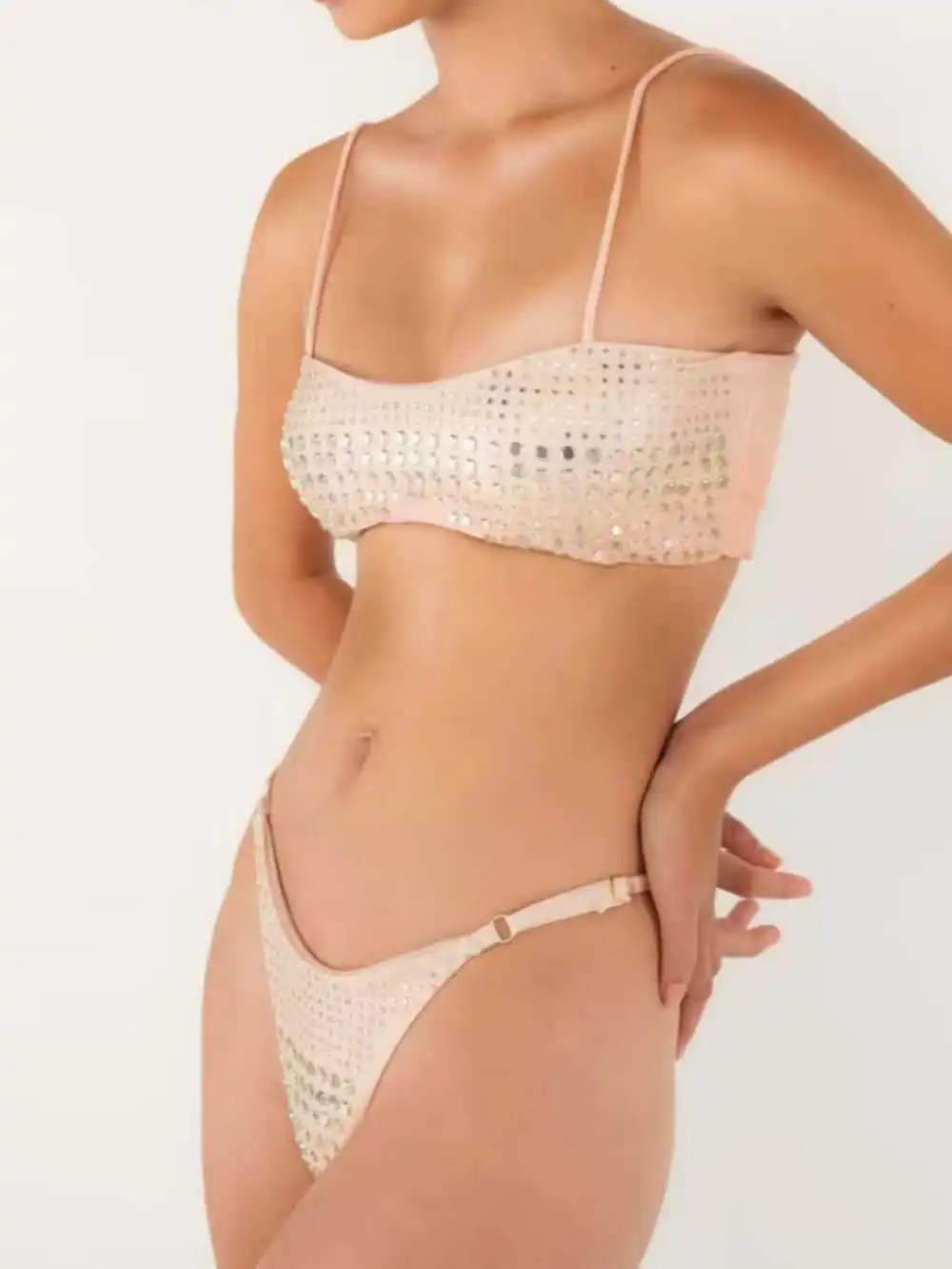 패션 여성 반짝이는 스퀘어 칼라 비키니 수영복 2026 신상 핫세일 로우 웨이스트 여성 비키니 수영복 여성 비치웨어 휴가용