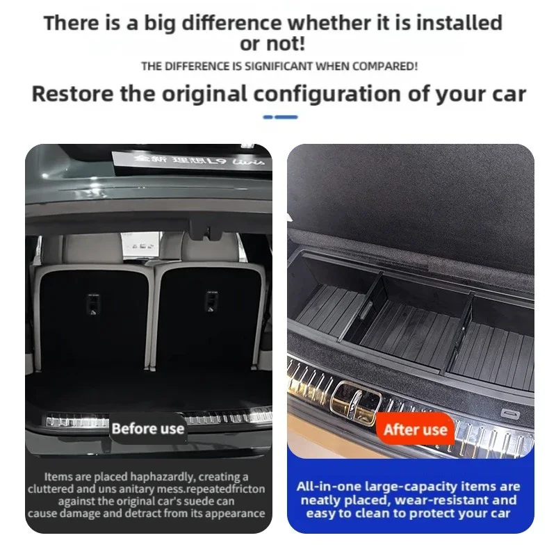 Large Capacity Car Trunk Storage Box Rear Sundries Organizer Toolbox Car Stowing Tidying Modified For Li Auto L9 Livis 2026+