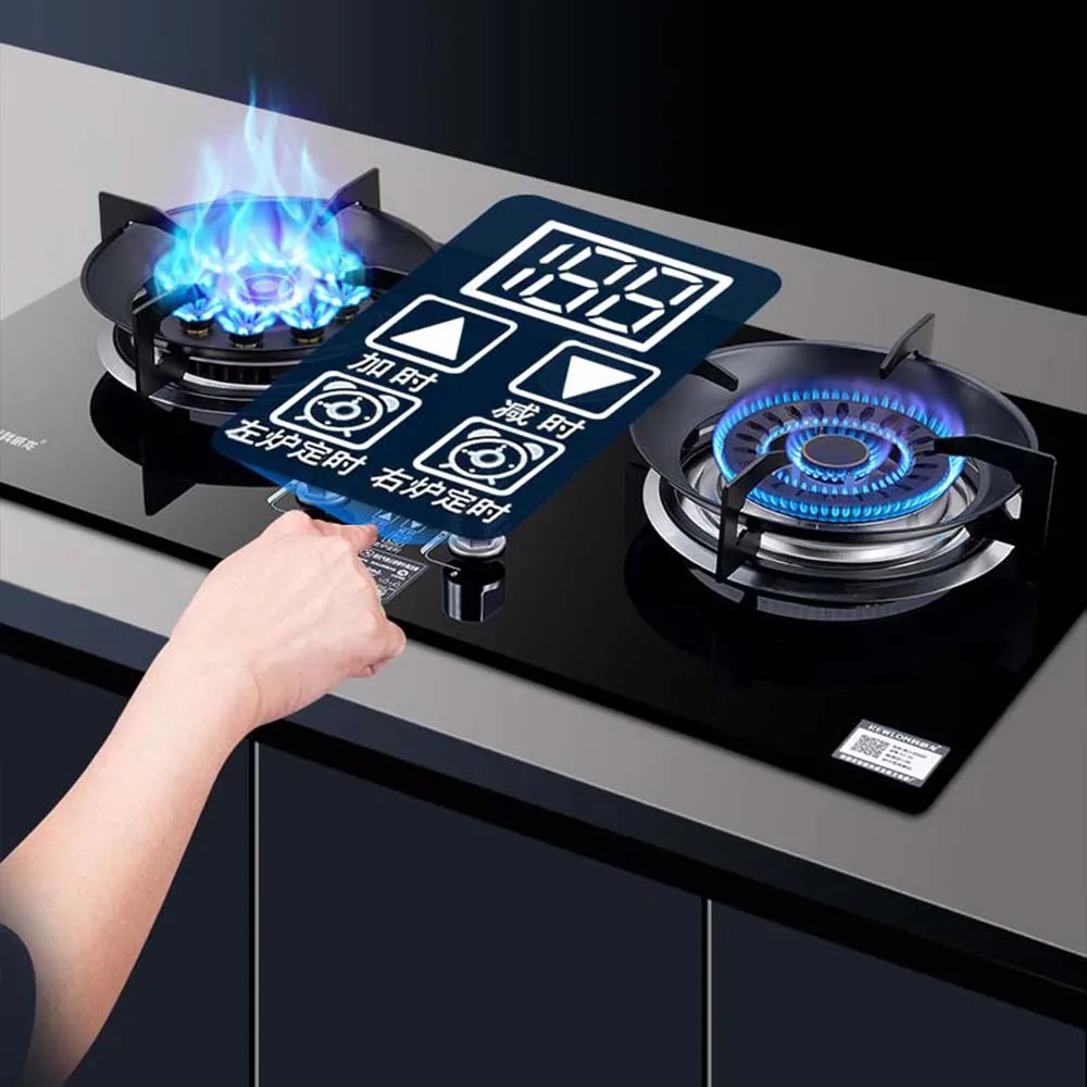 Embedded Gas Cooktop Double Stove Desktop Gas Burner Large Firepower Gaskocher Estufas Timing Cuiseur Gaz