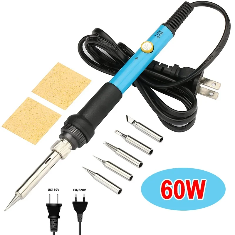 

Новинка 2023, Мини электрическая паяльная станция 60 Вт, железная ручка, термокарандаш, набор инструментов для сварки с регулируемой температурой, вилка стандарта США