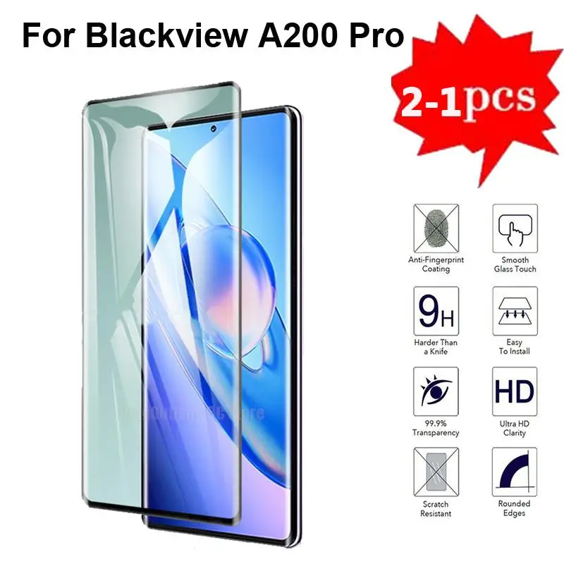 

2-1PC 3D Curved Black Tempered Glass For Blackview A200 Pro Screen Protector 9H Protective Glass For Blackview A200 Pro Pelicula