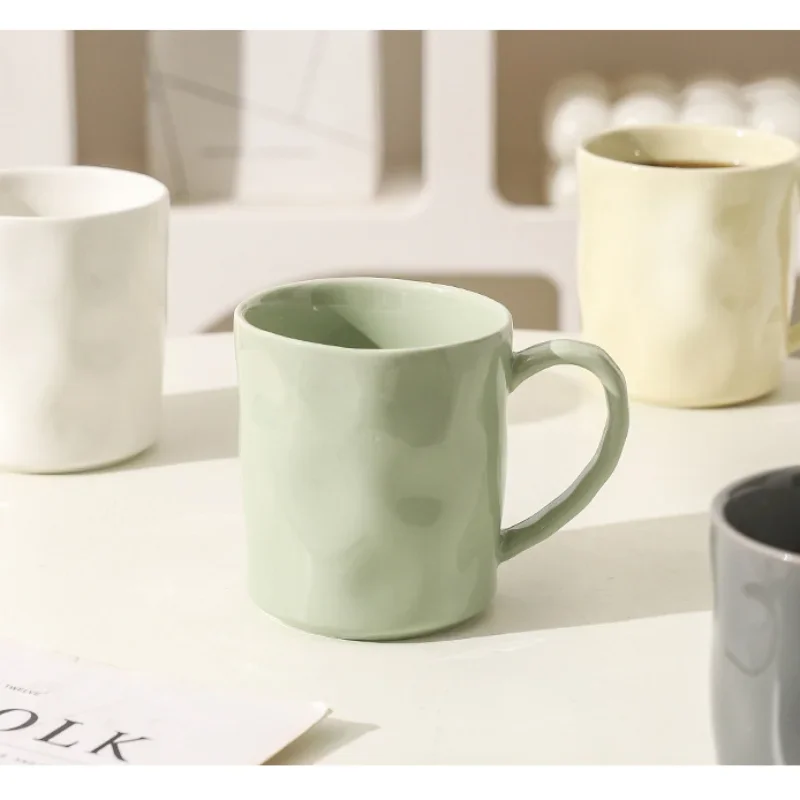 400ml Simple Color Ceramic Cup High-value Coffee Cups Large-capacity Mugs Household Use Hand-painted Couple Breakfast Milk Mug