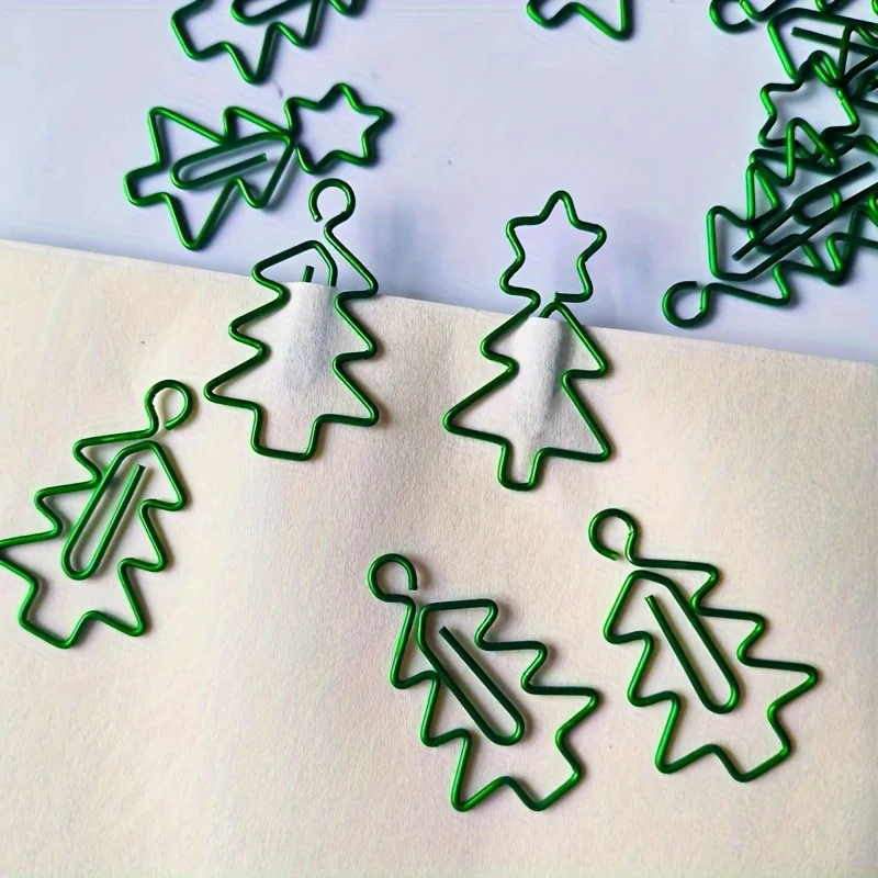 20 قطعة من مشابك الورق الإبداعية على شكل شجرة عيد الميلاد، ومشابك معدنية حديدية لقرطاسية المكتب وزينة العطلات #3