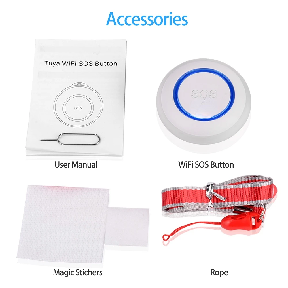 TUYA WiFi SOS Button Wireless SOS Emergency Button Alarm Home Burglar Alarm Sensor 2.4G SOS Senspr Panic Button Sos