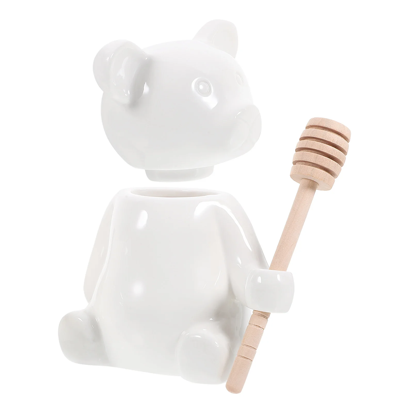 

1 комплект, керамическая банка для меда с деревянной ковшом, контейнер для хранения в форме медведя для медового варенья, приправ, кухонный декор