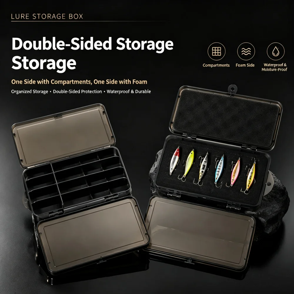 Double-layer Lure Box For Multi-functional Minnow Soft Bait Jig Head Hooks Double-sided Lure Accessories And Spinner Storage Box