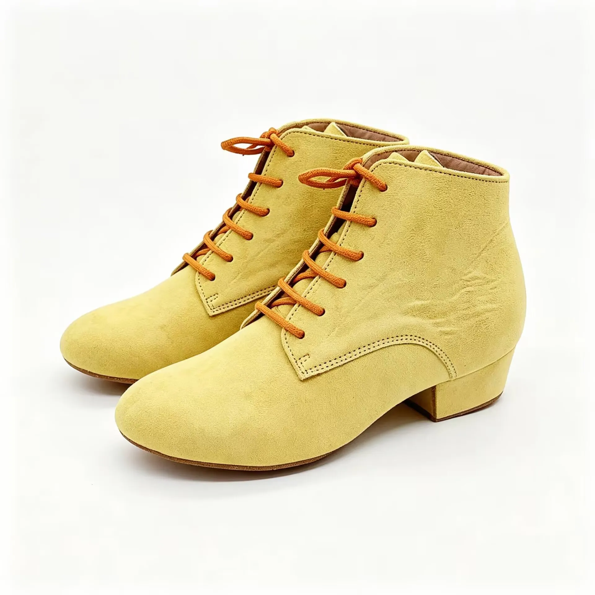 

Lady Wedding Split Sole Dance Boots Salsa Latin Ballroom Shoes 3cm Heel Lace-Up Ankle Yellow Sneaker Party Dancing Boots Woman