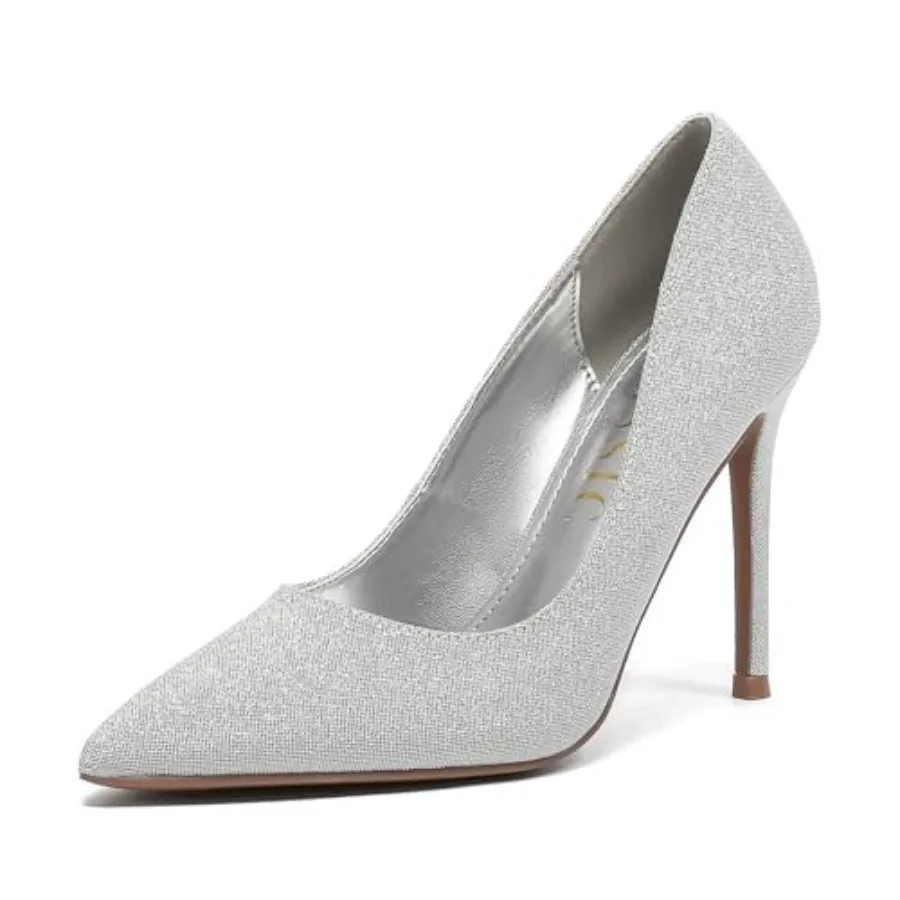 

Women's Closed Heels Pointed Toe Pumps High Heels Party Wedding Dress Shoes 4 Inch Slip on Heeled Sandals Platform Crystal Rhin