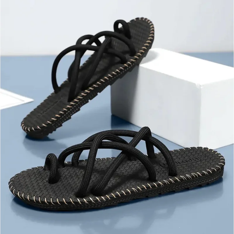 남성용 슬리퍼 새로운 대형 사이즈 패셔너블 캐주얼 남성 샌들 두꺼운 밑창 가벼운 무게, 하이킹 및 웨이딩용 남성 플립플롭