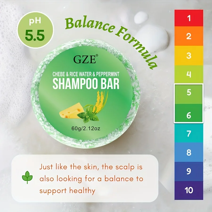 GZE Chebe & Rice Water & PEPPERMINT Shampoo Bar Soap for Hair Thickens & Strengthens - Helps Dry Curly & 4c Hair Moisturizing