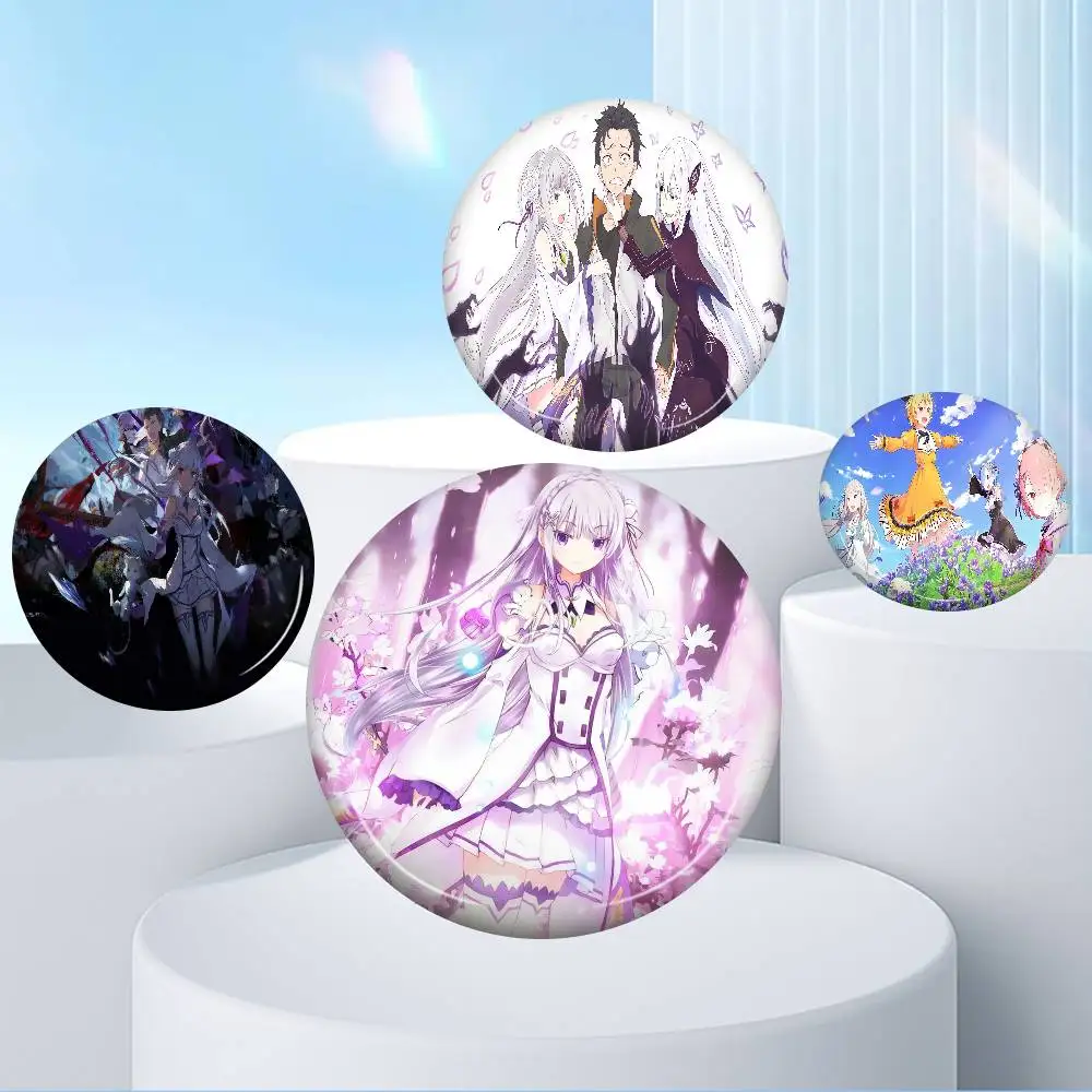 Classic vintage R-Re Zero Anime Soft Button Pin Bright Printed Icon Gift For Friends Badge Collar Brooch Lapel Pin Metal