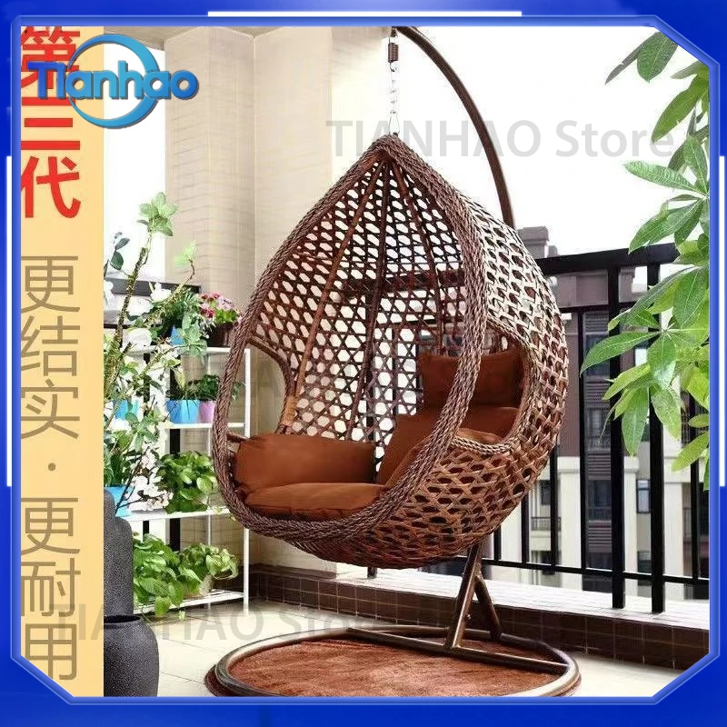Hammock for Outdoor Wrought Iron Hanging Chair Swing for Indoor Lazy Rattan Chair for Household Bird's Nest Cradle for