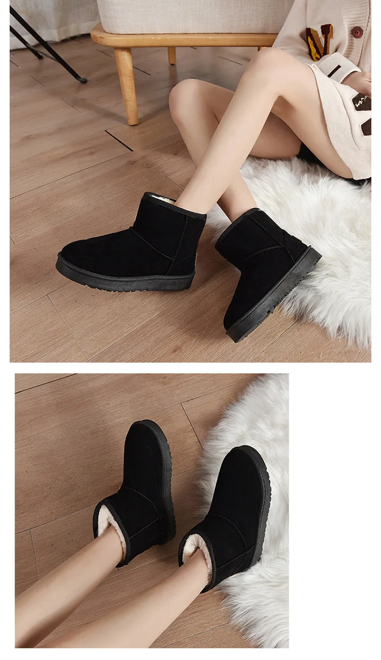 2026 Schneestiefel Winter Warme Modische Rutschfeste Schuhe Dicke Pelz-Plattform Flache Kurze Stiefel-Sneaker – Detail 10