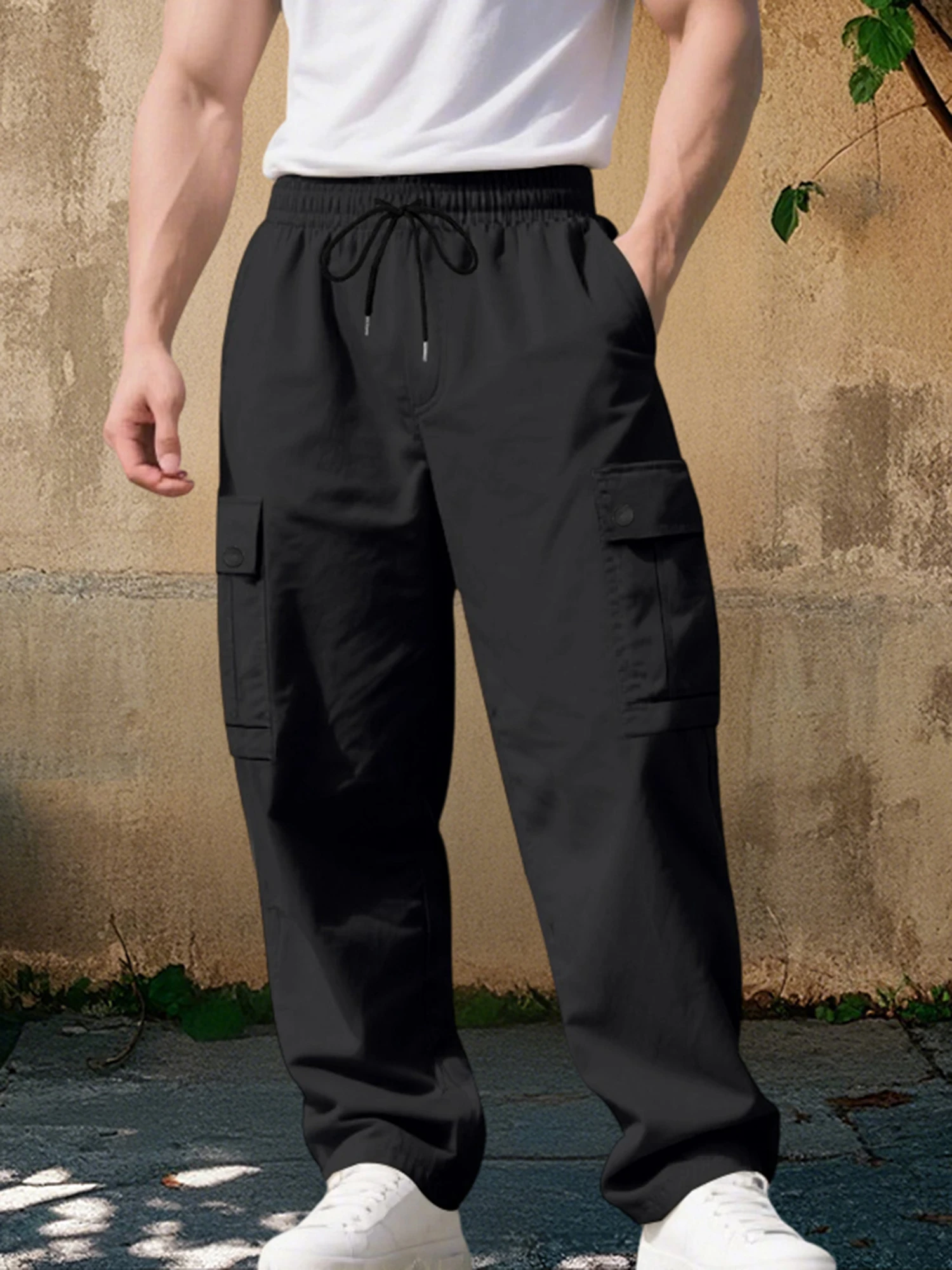 Stylish Men s Drawstring Cargo Pants with Multiple Pockets for a Casual and Comfortable Look