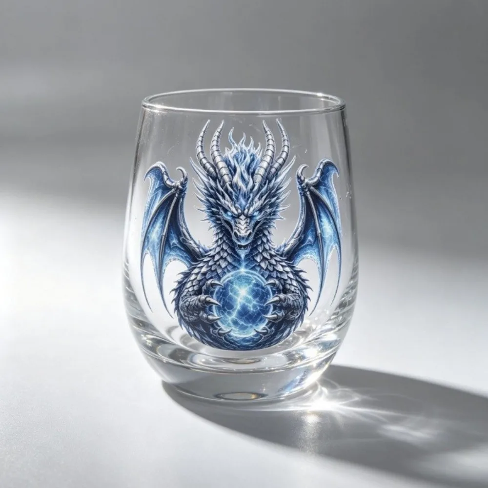 Mystical 2D Print Halloween Glass Witch Dragon Wine Glass Gothic Pumpkin Halloween Art Cup Party Decor