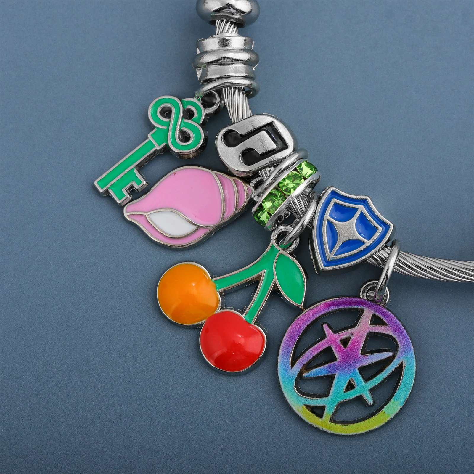 Korean Wave Mixed Race Girl Group Pandora Style Charm Bracelet Cherry Anchor Conch Star DIY Pendants Women Jewelry Accessories
