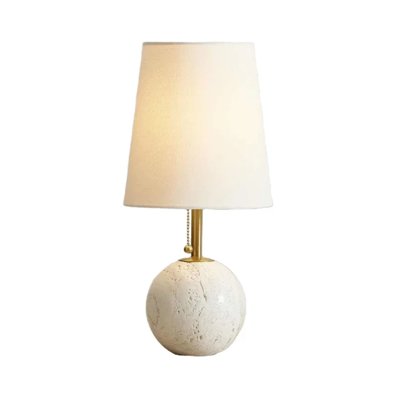 YYHCNew design Modern white travertine Table Lamp Lantern Style linen shade desk lamp bedside lamp  for hotel